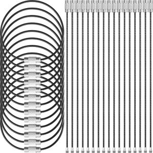 Tuanse 200 Pcs Wire Keychain Cable Stainless Steel Wire Ring Cable Heavy Duty Luggage Tags Loops Tag Keepers 2mm Twist Barrel(5.91 Inch Long)