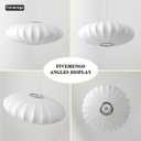 20 Inch Lantern Pendant Light, White Imitation Silk Lampshade, Bubble Pendant Light Fixture Ceiling Hanging Lamp Chandelier for Living Dinning Room Kitchen Island Bedroom Restaurant Cafe