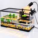 Turtle Tank Kit XLarge Acrylic Aquatic Tank Starter Kit | Tank+Lamp+Filter+Water Changer with Bask Platform, Bottom Drain for Turtles, Crabs,Fishes, Amphibians,Reptiles