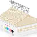 HOUSE DAY 11 Inch Velvet Baby Hangers 50 Pack Beige, Premium Kids Hangers for Children, Infant & Toddler Clothes, Durable Non Slip Small Baby Felt Hanger for Closet, Ideal for Everyday Use