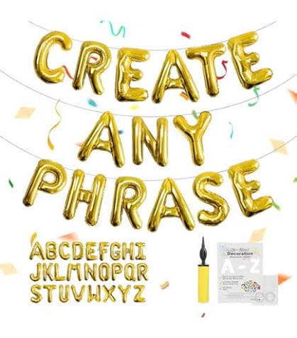 66 Pcs 16 Inch 2 Sets A-Z Foil Gold Letter Balloons and 32 Inch 0-9 Numbers Foil Balloons, Custom Phrase DIY Personalized Phrase Banner for Birthday Celebration Graduation Party (Gold)