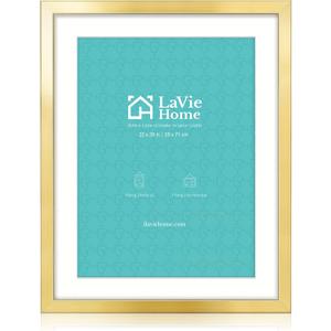 LaVie Home 22x28 Picture Frame Gold Poster Frame,Display Pictures 18x24 with Mat or 22x28 Without Mat, Stable and Sturdy Frame and Polished Plexiglass, Horizontal and Vertical Format of The Walls