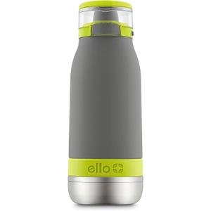 Ello Emma 14oz Vacuum Insulated Stainless Steel Kids Water Bottle with Straw and Built-in Carrying Handle and Leak-Proof Locking Lid for School Backpack, Lunchbox and Outdoor Sports, Gray (Green)