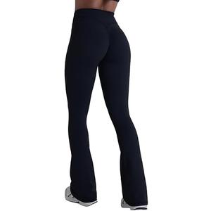 Sunzel Hidden Butt Lifting Scrunch Flare Leggings for Women with Pockets No Front Seam Tummy Control Mini Flared Yoga Pants L