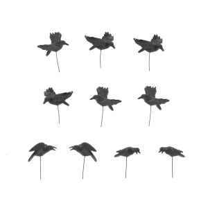 Department  Village Halloween Accessories Crows Figurine Set, 1.65 Inch, Black Pack of 6