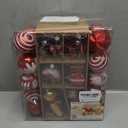 SHareconn 65pcs Christmas Tree Ornaments Set, Shatterproof Christmas Gingerbread Man Balls Bulk Gift Boxes, Hanging Plastic Decorative Baubles for Xmas Trees Decorations, Holiday Party, Red White (65CT)