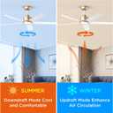 ocioc 52 inch Ceiling Fans with Lights and Remote Control Ultra Quiet DC Motor 3 Color Temperatures Modern Ceiling Fan for Bedroom Kitchen Indoor Covered Outdoor Gold
