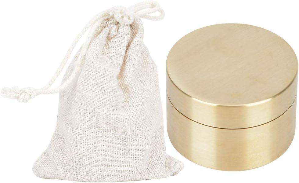 Alvinlite Portable Daily Pill Case, Brass Round Small Pill Box, Waterproof Metal Jewelry Pill Organizer Medicine Vitamin Holder Container with Lid for Outdoor Travel Working(M)