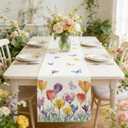 OYIMUA Tulip Floral Spring Table Runner Seasonal Summer Butterfly Kitchen Dining Table Decoration for Home Party 13x72