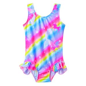 Snowheart Girls Bathing Suit Toddler Swimsuit Girl Hawaiian Floral Ruffle One-Piece Breathable Swimwear 4-10T