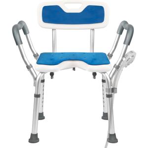 Shower Chair with Arms and Back Heavy Duty 330lbs, Shower Chair for Inside Shower, Shower Seat for Inside Shower Bathroom Chair with Cutout Seat & Cold-Proof Pads, Tools-Free Assembly