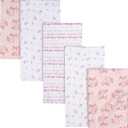 Gerber Boys and Girls Newborn Infant Baby Toddler Nursery 100% Cotton Flannel Receiving Swaddle Blanket, Foxes White, Pack of 5