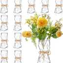 LemonRoad 12 Pack Small Glass Bag Flower Vase Irregular Shaped Flower Vase Glass Purse Vases for Flowers Cute Jardiniere for Wedding Living Room Home Office Bookshelf Floral Decoration