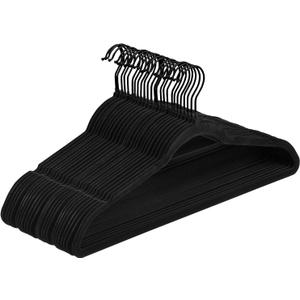 Pack of 60 Velvet Hangers, Space-Saving Heavy Duty Clothes Hangers for Suit, Non-Slip, 0.2 Inches Slim, 17.7 Inches Wide, 360 Swivel Black Hook - Black