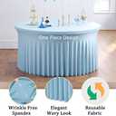 8 Pack Spandex Baby Blue Round Tablecloths for 60in Table, 120inch Stretchy Fitted 5FT Round Table Cloths, Wrinkle Free Table Cover with Skirt for Wedding Birthday Party Baby Shower Banquet
