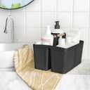 Shower Caddy Portable and Cleaning Caddy Organizer for Bathroom, Kitchen, Toiletries Storage Caddy organizer with handle, Rust-Resistant, Durable Material (Black, 9.36" L7.73" W7.24" H)