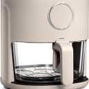 COOK WITH COLOR Colorful 1200W 4Qt Air Fryer: Glass Basket, Dishwasher Safe, 60min Timer, 6 Presets, Temp Control 175F-400F, 4 QT, Greige (Medium)