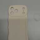 GUAGUA for iPhone 17 Pro Max Case with Wrist Strap, Wavy Edge Phone Case Cute Curly Shape with Adjustable Wristband Kickstand Shockproof Anti Slip Phone Case for iPhone 17 Pro Max, Antique White