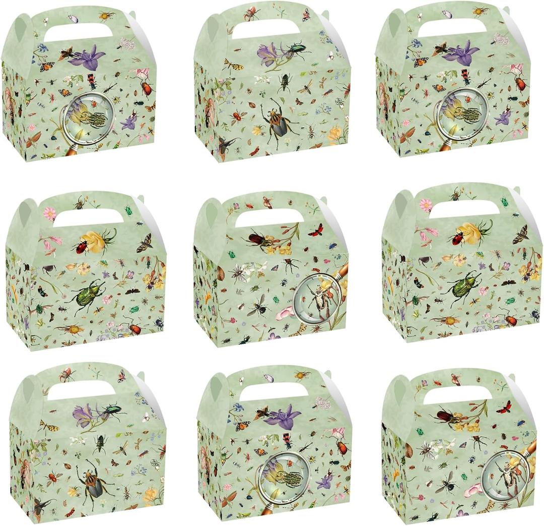 YYDLKAF 12 PCS Insect Party Bags Bug Party Boxes, Insect Party Decorations Insect Gift Bag Goodie Bag Treat Bag Candy Bag for Insect Birthday Party Supplies