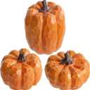 winemana Pumpkins Fall Decor Set of 3 - Artificial Resin Thanksgiving Table Centerpiece for Home Mantel Porch Office & Farmhouse, Decorative Elegant Pumpkin Autumn Harvest Decorations (Orange)