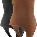 DREAM SLIM Women's High-Waist Seamless Body Shaper Briefs Firm Control Tummy Thong Shapewear Panties Girdle Underwear (Medium-Large, Nude 2/Black 2 Pack)