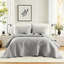 Comfort Spaces Grey Oversized Queen Quilt Set 102"x118" Bedspread Quilted Summer Lightweight Microfiber Bedding Coverlet with Double Sided Stitching Soft All Season Cozy 3 Piece with Matching Shams
