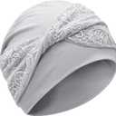 XYIYI Knot Chemo Headwear for Women's Cancer Patients, Stretchy Chemotherapy Headwraps Beanie Hats (Light Gray)