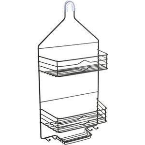 Bath Bliss Aztec Hanging Shower Caddy | Bathroom Storage & Organization | Shower Head Hang | Holds Large Bottles | Accessory Hooks | Suction Cup Backing | Matte Black