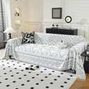 LUFEIJIASHI Boho Couch Covers for Sofa Non Slip Sofa Covers Washable Couch Covers for 3 Cushion Couch Sofa Pet Friendly Sectional Couch Cover Blanket Furniture Protector for Dogs (Grey, 71"x118")