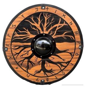 Medieval Wooden & Iron Viking Shield - Handmade Battle Ready - Perfect for Reenactment & Decor - 24 Inches, As Show