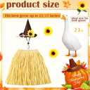 Porch Goose Outfit Scarecrow Porch Goose Costume with Felt Hat Raffia Straw Dress Sunflower for 23" Cement Plastic Geese Thanksgiving Outdoor Statue Patio Yard Lawn Art