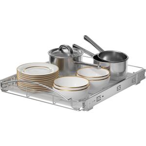 Pull Out Cabinet Organizer(17" W x 21" D),Heavy Duty Slide Out Pull Out Drawers for Kitchen Cabinets,Requires 19"W Minimum CabinetsRust-Proof Chrome Finish