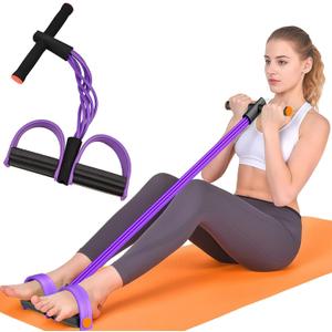 Resistance Bands with Handles, 6-Tube Elastic Foot Pedal Resistance Bands, Natural Rubber Ankle Puller Sit-up Exercise, Multifunction Fitness Band for Abdomen, Waist, Arm, Leg Stretching Training