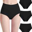 Incontinence Underwear for Women 56ml Washable Leak Proof 3 Pack (Black, XXXL)
