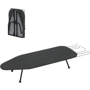 LOFTEY Metal Table Top Ironing Board, Portable Ironing Boards with Iron Holder, Small Foldable Iron Board with Cover and 100% Cotton Pad, Compact Design for Travel, 31.5" x 11.8" x 6.2", Black