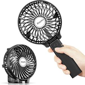 EasyAcc Mini Handheld Fan, Portable Fan Small USB Desk Fan Personal Hand Fan 3 Speed 10H Working Hours Rechargeable Battery Cooling Folding Fan for Travel Outdoor Office Household (2600 Battery Black)