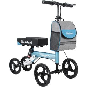 Steerable Knee Walker Deluxe Medical Scooter for Foot Injuries Adult Compact Crutches (WB-2105 Blue)