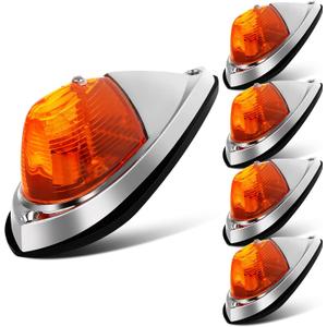 Amber Light Torpedo Cab Lights Chrome Top Cab Marker Roof Running Lights Assembly Truck Semi Trailer Cab Light Fit for Kenworth/Peterbilt/Freightliner/Mack/Western Star (5 pcs)