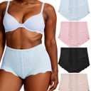 GAI YI Women Underwear Tummy Control Tummy Control Shapewear Panties Lace Panties Women Tummy Control Brief for Women Black+Skin+Pink+Blue XL
