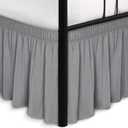 Biscaynebay Wrap Around Bed Skirts with Split Corners for Queen Beds 21" Drop, Silver Grey Elastic Dust Ruffles Easy Fit Wrinkle & Fade Resistant Silky Luxurious Fabric Solid Machine Washable