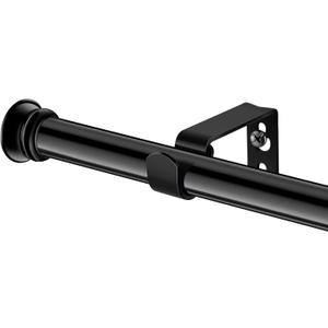 Standard Decorative Window Curtain Rods 30 to 88 Inch, 5/8 Inch Diameter Small Curtain Rod Set, Heavy Duty Drapery Rods with Brackets Black