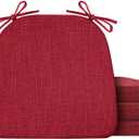 Chair Cushions for Dining Chairs Set of 4, Non Slip Kitchen Chair Pads, 17" x 16" x 2", Indoor Dining Chair Cushions with Ties, D-Shaped Seat Cushions for Kitchen Chairs, Red