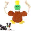 Fida Dog Toys for Aggressive Chewers, Squeaky Dog Toys to Keep Them Busy, Intactive Rope Tug of War Plush Duck for Puppy Small Medium and Large Dogs (Brown)