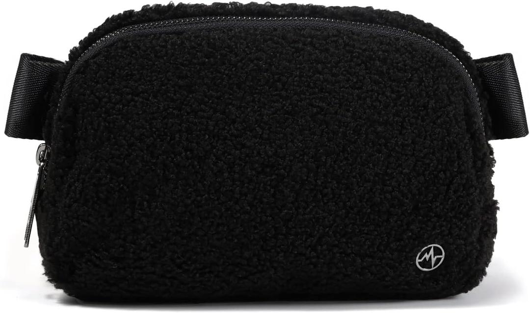 Pander Fanny pack Everywhere Fleece Belt Bag for Women and Men with Adjustable strap Belt, 1L. (Black)