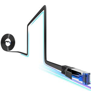 Cat8 Flat Ethernet Cable 100 FT Indoor & Outdoor, Invisable Ultra-Thin Ethernet Cable High Speed 40Gbps 2000Mhz, Flexible Shielded Internet Cable, Cat 8 SFTP Network Cable for Home/Office, Black