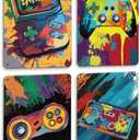 2 x Drsoum Video Gamer Room Decor for Boys Gaming Wall Decor Neon Gaming Room Metal Sign 12 x 8 Inch Set of 4 - Gamer Wall Decor Teenage Boy Room Decor (Graffiti Gamepad)