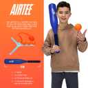 Nerf Airtee Kids Baseball Tee Set - Youth Baseball Stomp Launcher Batting Practice Toy - Includes 21" Plastic Jumbo Bat + (3) Foam Baseballs