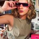 TYA Oversized Wrap Around Sunglasses for Women Men, Futuristic Rave Curved Lens Shades, Fashion Trendy Shield Sun Glasses (Small Pink Frame - Black Lens)