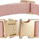 Soft Cotton Dog Collar with Metal Buckle Adjustable Heavy Duty Comfy Corduroy Collars for Small Medium Large Dogs (Light Pink, Small)