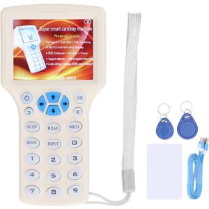 NFC RFID Card Reader Copier Writer Duplicator, 10 Frequency, for IC ID Cards and All 125kHz Cards, 10Pcs T5577 Cards, T5577 Key Fobs and UID Key Fobs